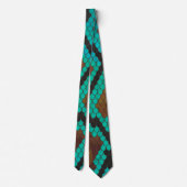 Snake Brown en Blauwgroen Print Stropdas (Achterkant)