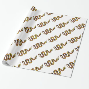Snake Brown en Gold Silhouette Cadeaupapier