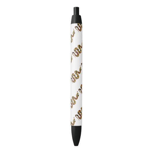 Snake Brown en Gold Silhouette Zwarte Inkt Pen (Voorkant Verticaal)
