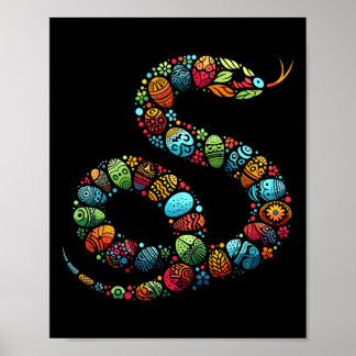 Snake Colorful Easter Egg Kids Mens Womens Easter  Poster