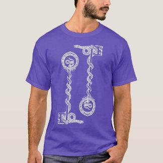 Snake Double Keys Alchemy Occult Emblem T-shirt