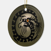 SNAKE DRAGON Black en Grey Oranje Agate Keramisch Ornament (Links)