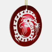 SNAKE DRAGON Black en White Red Ruby Keramisch Ornament (Rechts)