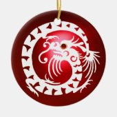 SNAKE DRAGON Black en White Red Ruby Keramisch Ornament (Voorkant)