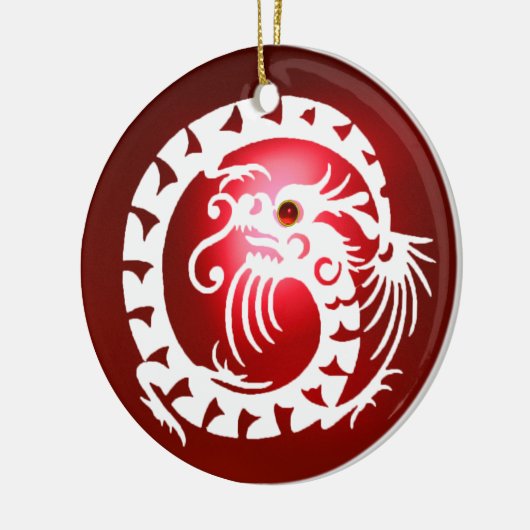 SNAKE DRAGON Black en White Red Ruby Keramisch Ornament (Links)