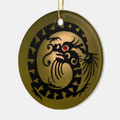 SNAKE DRAGON Black en Yellow Topaz Keramisch Ornament (Links)