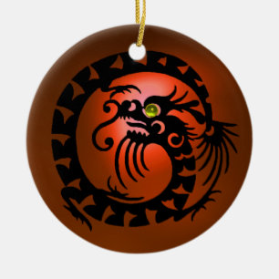 SNAKE DRAGON Black Green Jade Oranje Agate Keramisch Ornament