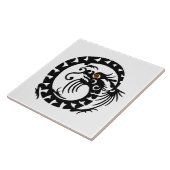 SNAKE DRAGON, Black White Red Tegeltje (Zijkant)