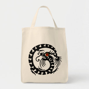 SNAKE DRAGON RUBY, zwart-wit rood Tote Bag