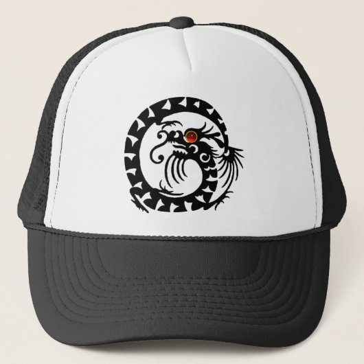 SNAKE DRAGON RUBY, zwart-wit rood Trucker Pet (Voorkant)