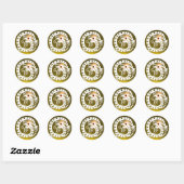 SNAKE DRAGON, wit, gele topaas, rode robijn Ronde Sticker (Vel)