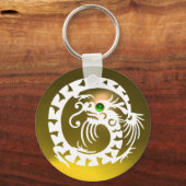 SNAKE DRAGON, wit, groen, smaragd, gele topaz Sleutelhanger (Voorkant)