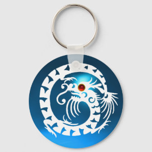 SNAKE DRAGON, wit, rood ruby, blauw saffier Sleutelhanger