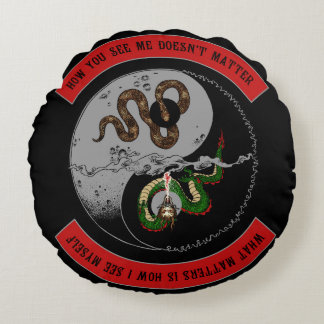 Snake/Dragon Ying/Yang Symbol Round Pillow Rond Kussen