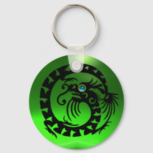 SNAKE DRAGON, zwart, blauw, aquamarine, smaragdgro Sleutelhanger