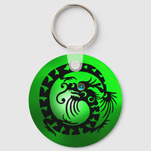 SNAKE DRAGON, zwart, blauw, aquamarine, smaragdgro Sleutelhanger