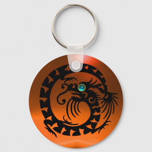 SNAKE DRAGON, zwart, blauw, oranje geel Sleutelhanger (Voorkant)