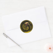 SNAKE DRAGON, zwart, geel topaz, rood ruby Ronde Sticker (Envelop)