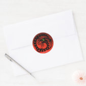 SNAKE DRAGON, zwart, rode ruby, groene smaragd Ronde Sticker (Envelop)
