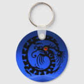 SNAKE DRAGON, zwart, rood ruby, blauwe saffier Sleutelhanger (Voorkant)