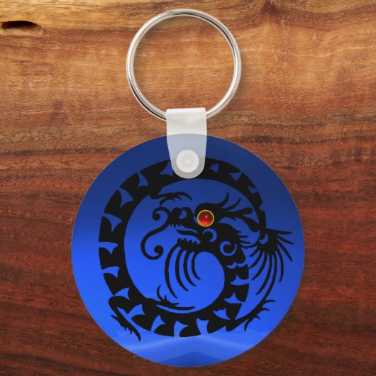 SNAKE DRAGON, zwart, rood ruby, blauwe saffier Sleutelhanger (Voorkant)