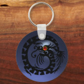 SNAKE DRAGON, zwart, rood ruby, blauwe topaz Sleutelhanger (Voorkant)