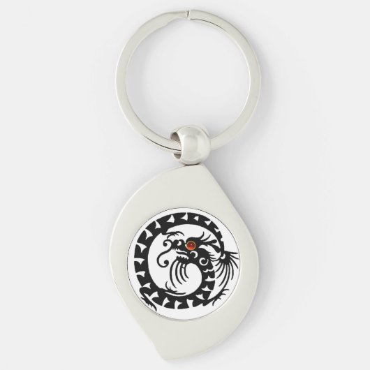 SNAKE DRAGON, zwart, wit, rood, ruby Sleutelhanger (Voorkant)