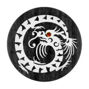 SNAKE DRAGON, zwart, wit, rood, ruby Snijplank