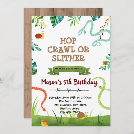 Snake en slakkenfeest kaart (Voorkant / Achterkant)