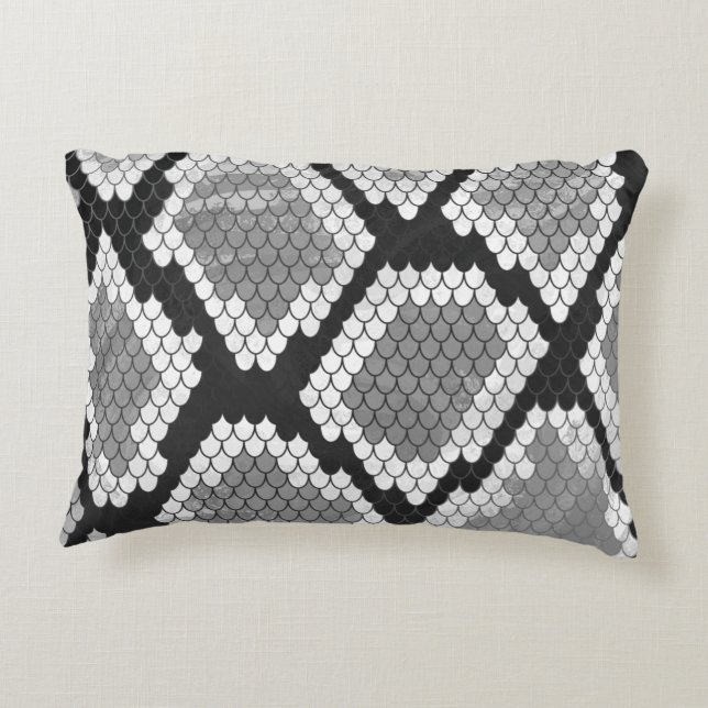 Snake Grey en Light Grey Print Decoratief Kussen (Achterkant)