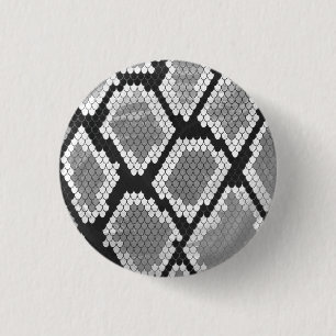 Snake Grey, White en Black Print Ronde Button 3,2 Cm