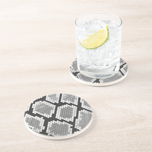Snake Grey, White en Black Print Zandsteen Onderzetter (Zijkant)