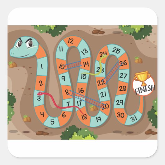 Snake Ladder Game Vierkante Sticker (Voorkant)