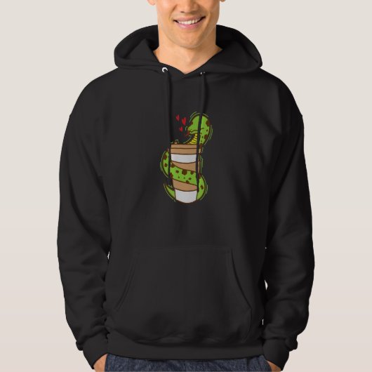 Snake loves Coffee Reptile Animal Zoo Hoodie (Voorkant)