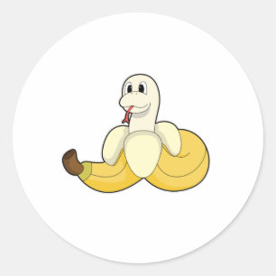 Snake met Banana Ronde Sticker