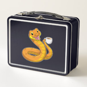 Snake met beker koffie