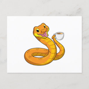 Snake met beker koffie briefkaart