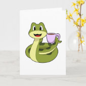 Snake met beker koffie kaart (Gele Bloem)