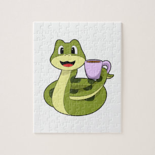 Snake met beker koffie legpuzzel