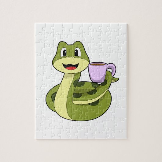 Snake met beker koffie legpuzzel (Verticaal)
