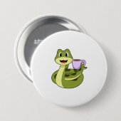 Snake met beker koffie ronde button 7,6 cm (Voorkant /achterkant)