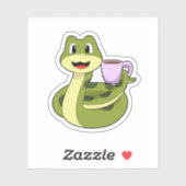 Snake met beker koffie sticker (Vel)