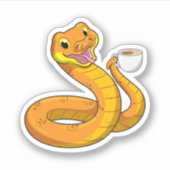 Snake met beker koffie sticker (Voorkant)