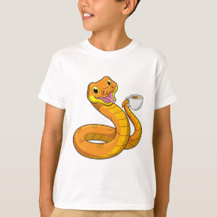 Snake met beker koffie t-shirt