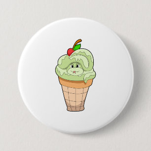 Snake met ijscrème en Cherry Ronde Button 7,6 Cm