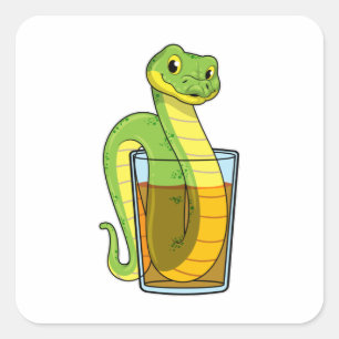 Snake met Juice Vierkante Sticker