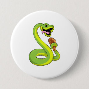 Snake met kip ronde button 7,6 cm