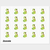 Snake met kip vierkante sticker (Vel)