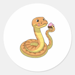 Snake met Muffin Ronde Sticker