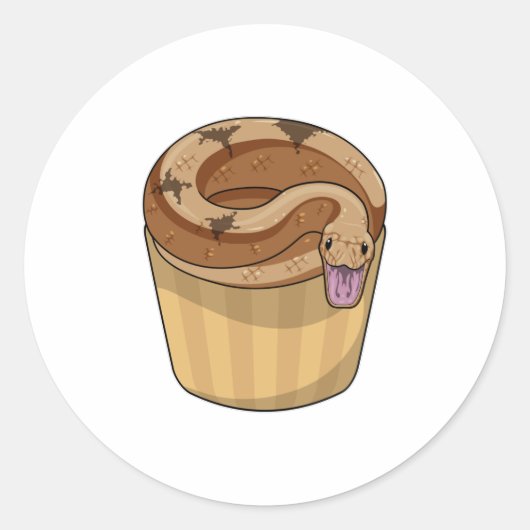 Snake met Muffin Ronde Sticker (Voorkant)